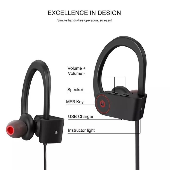 U8 Wireless Earphone Bluetooth 4.1 Headset with Microphone Ear Hook