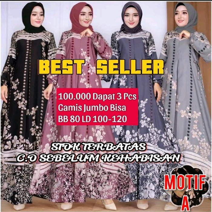 Gamis Jumbo paket 100 dapet 3pcs Bunga