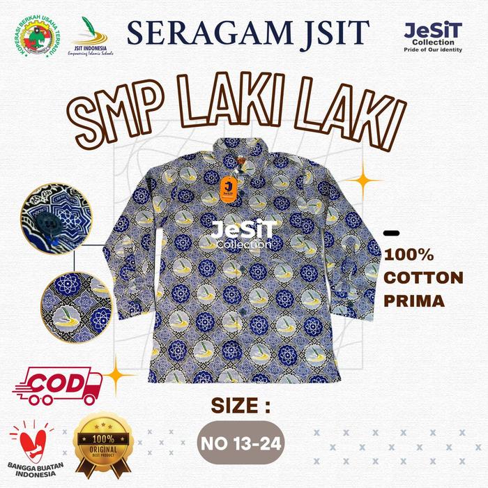 Baju Batik JSIT SMP Laki Laki/Merk JESIT/ORI warna biru