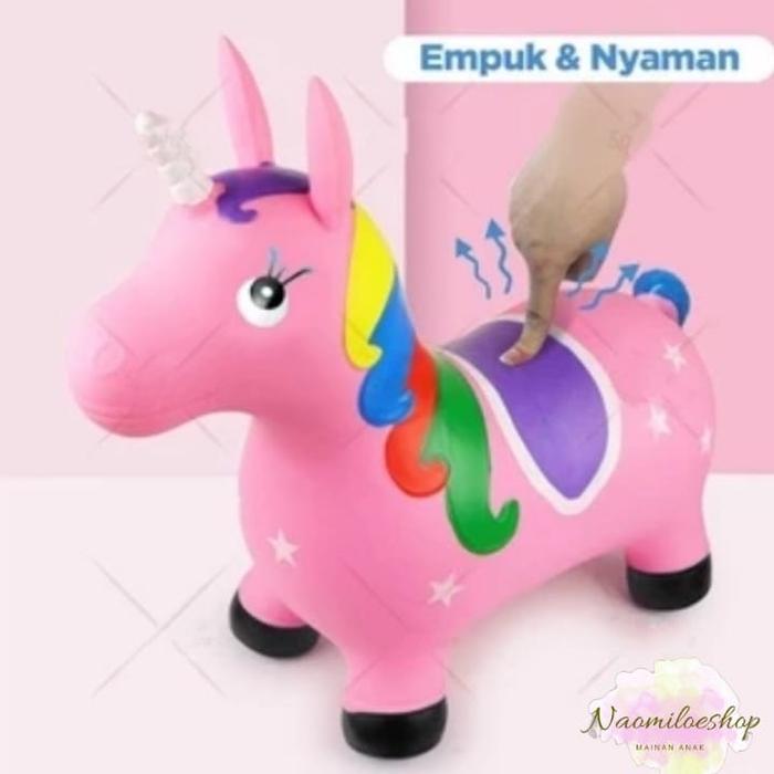 PREMIUM Mainan kuda-kudaan unicorn anak, Mainan loncat kuda karet, Jumping horse unicorn