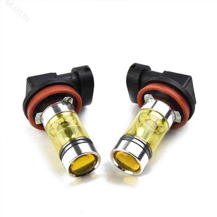 CoCo Lampu Depan LED Kabel Mobil Lampu Kabut LED H11 H8 4300K 100W 1500LM Super Terang Warna Kuning 