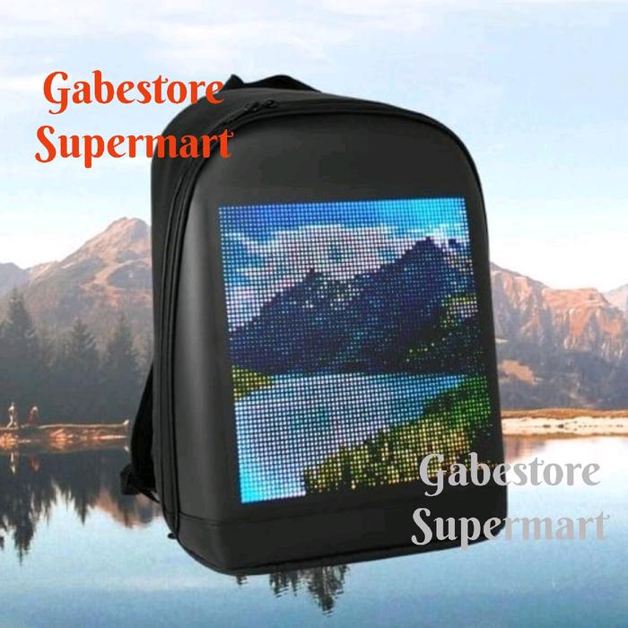 tas ransel led moving display waterproof kekinian - new running text LED display backpack