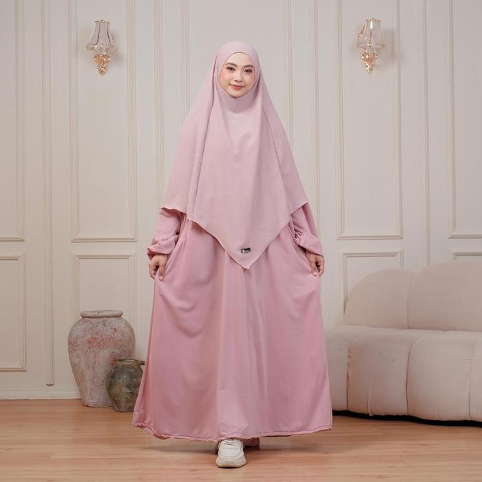 One Set Gamis Syari Frienldy Lady Syari Jumbo+ Free Set French Khimar Instan Abaya Terbaru Kekinian