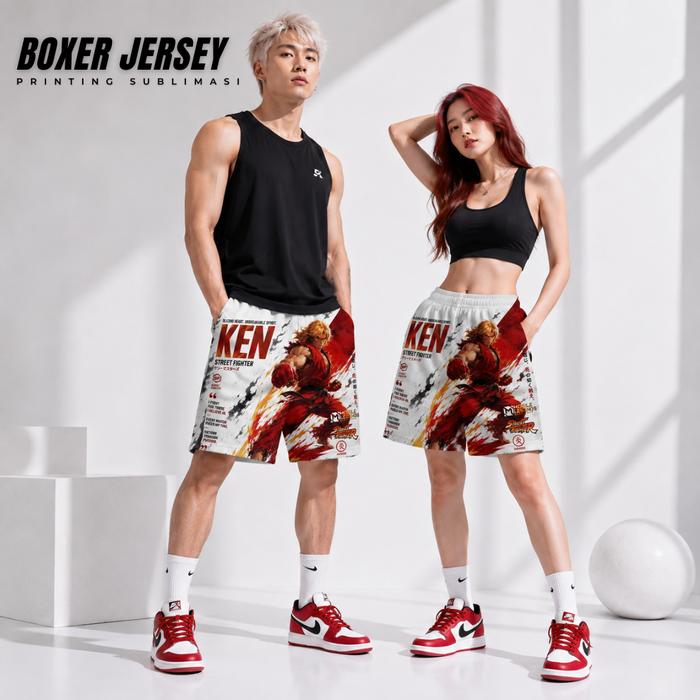 Celana pendek pria jersey boardshort sablon printing sublimasi motif hero mobile legend Chou Ken dar