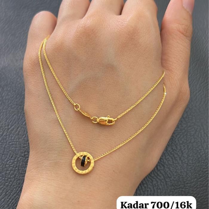 kalung emas liontin model ring emas asli kadar 700 mewah hadiah ultah