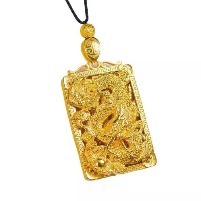Kalung Tali Liontin Naga Warna Emas