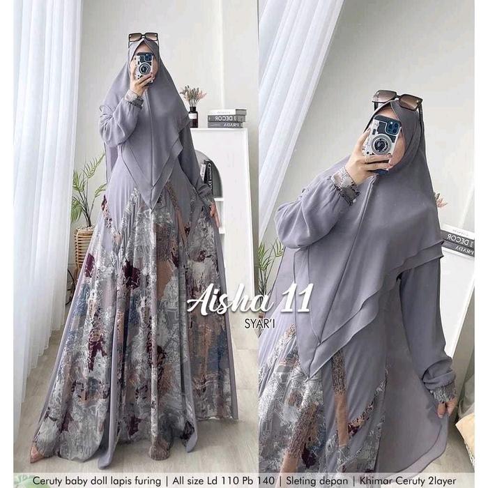 Aisha 11 SYAR'I Ceruty baby doll lapis furing