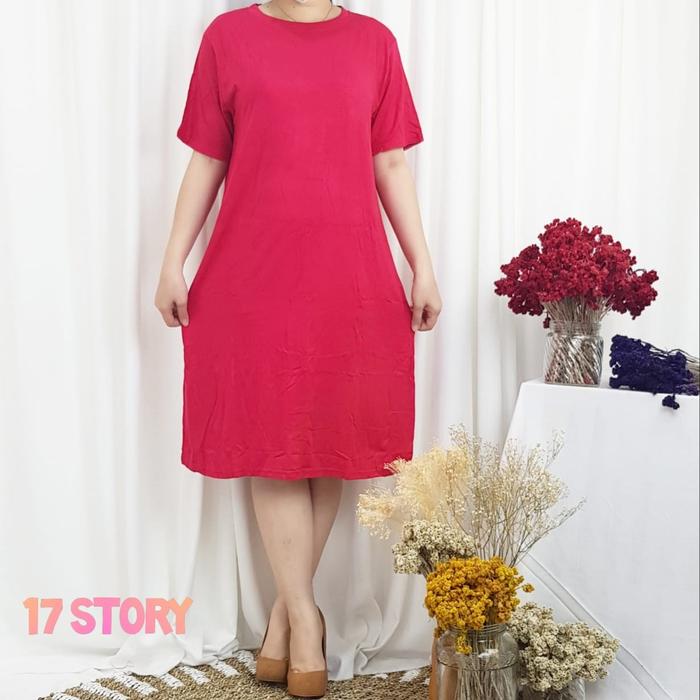 Daster Kaos Polos Wanita Lengan Pendek Bahan Premium Adem/Daster Polos Jumbo Wanita/Daster Jumbo Siz