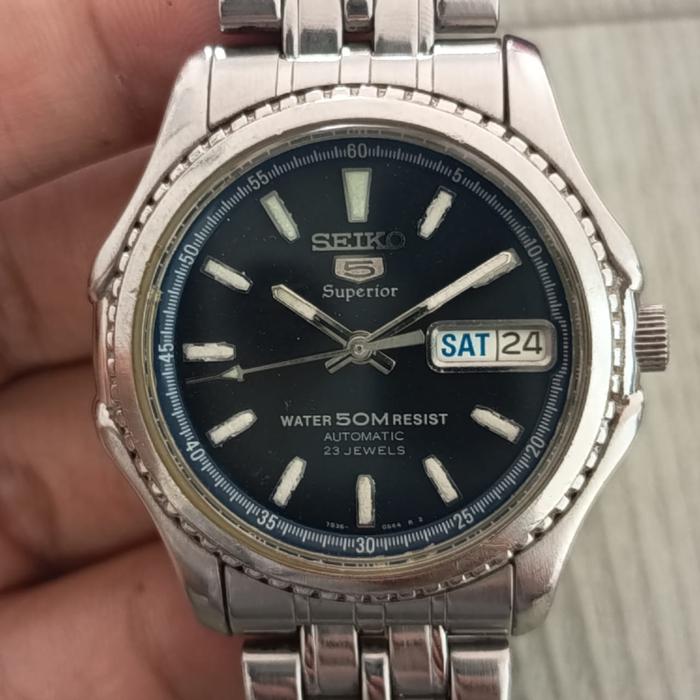 Seiko 5 Superior 7S36 - 0090 Automatic Blue Dial Day Date All Original