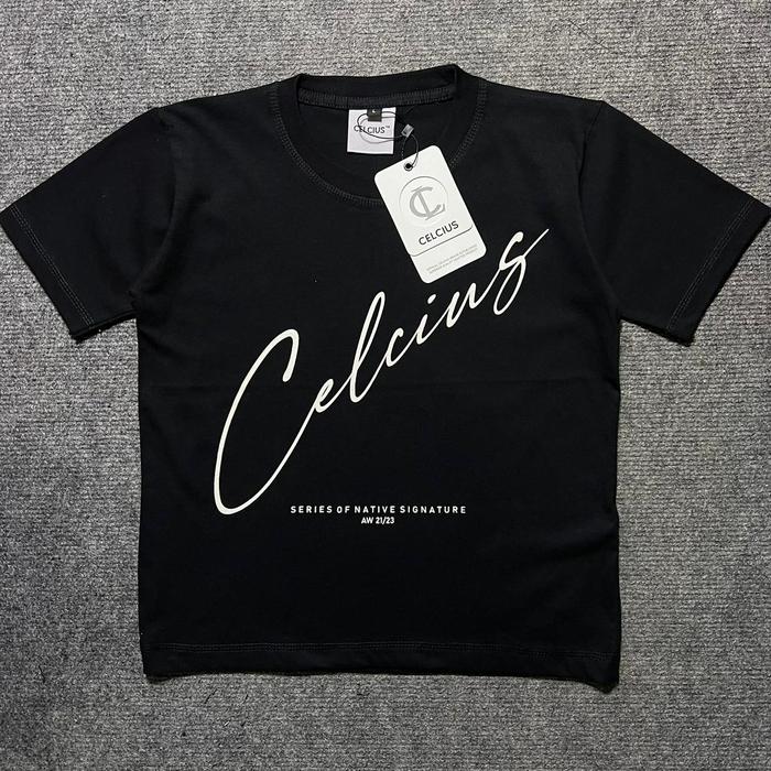 KAOS ANAK HITAM CELCIUS CATTON COMBED 1- 10 TAHUN Setelan Premium atasan