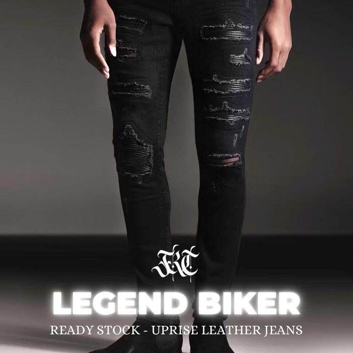 Uprise Legend Biker Leather Pants Black