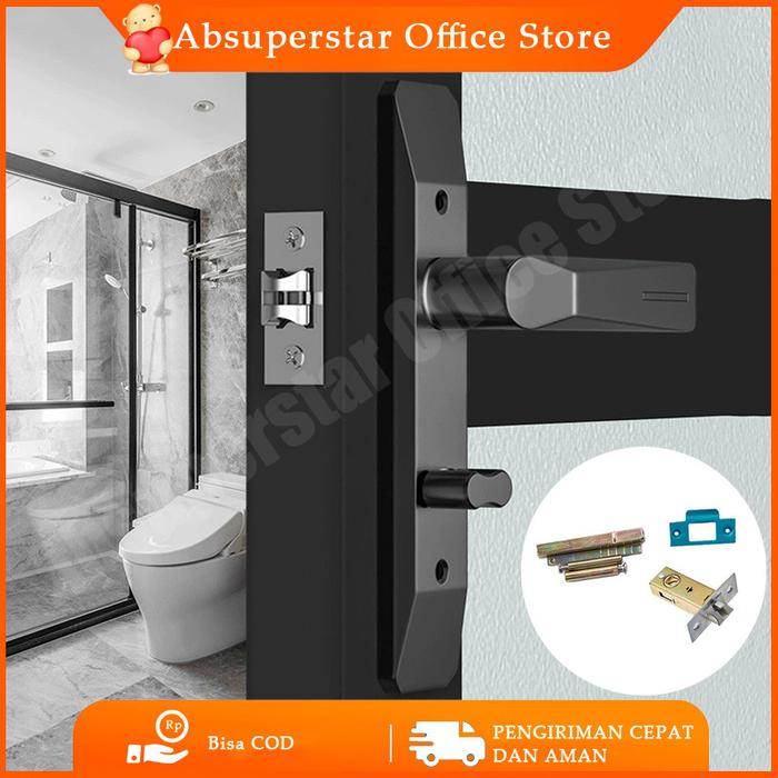 Mandi Aluminium Kunci Pintu SenyapKecil Fullset Handle Minimalis/ Kunci Pintu Toilet