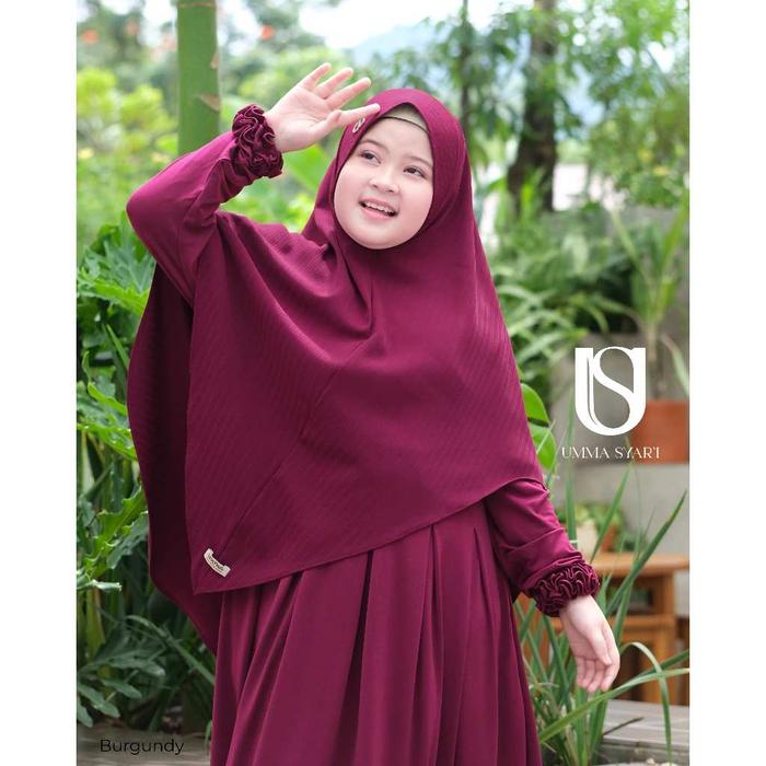 Ready- UMMA SYARI - Perri bergo anak perempuan instan bahan Lovera crepe lembut adem dan ANTEM