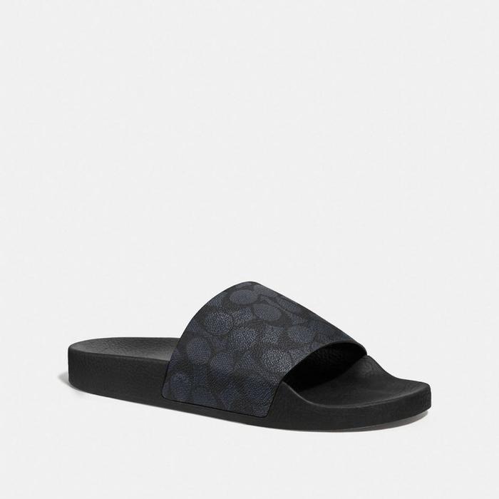 SANDAL SLIDE CANVAS COACH FULL BLACK ORIGINAL AUTHENTIC