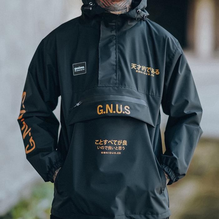 She Genious Head Outdoor Jacket Pria Jaket Kancing Motif Sablon Pria Waterproof Motor Windbreaker Zi