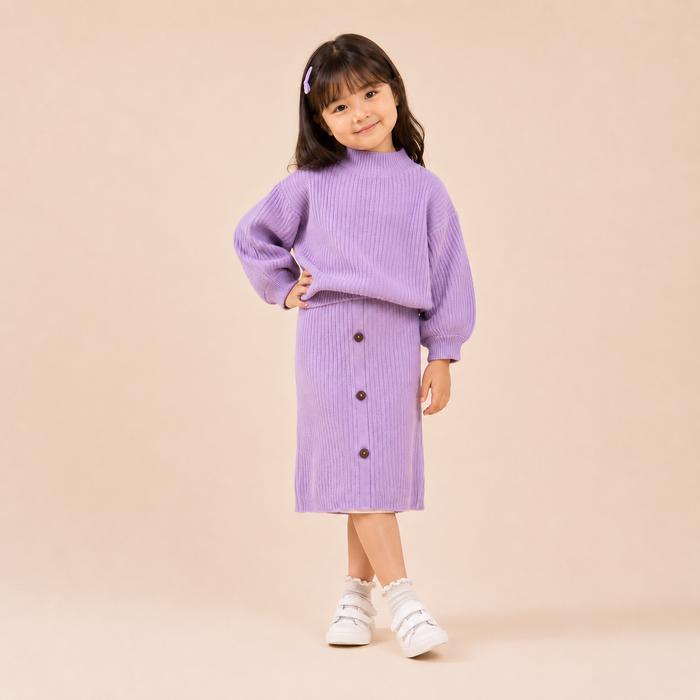 ONESET RAJUT ANAK / SETELAN ROK KANCING + SWEATER / BATWING SET ANAK 5-7 TAHUN / SETELAN ANAK Fashio
