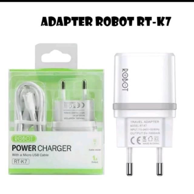 ROBOT K7 Adaptor charger ces cas robot RT-K7 quick charge output 5V 1A fileproof white sudah plus ka