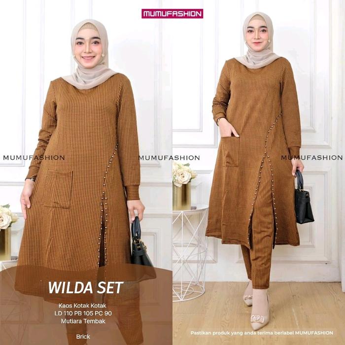 TKG - WILDA SET Setelan Celana Tunik Wanita LD110 by Fashion Solo Formal Muslim Baju Mutiara Atasan 