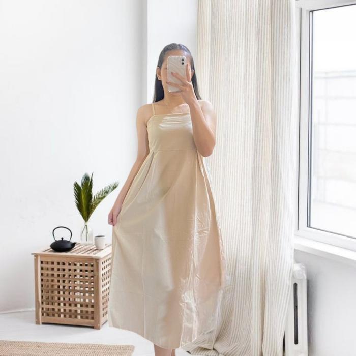 Katun Premium ( Putih ) 622.757.1149.1150 Polyn Maxi Dress Sleeveless Korean Style Casual Minimalis 