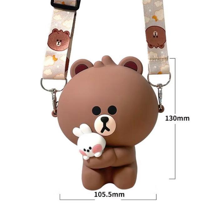 ￼Line Friends Dompet Koin Dan Tas Kecil Brown Premium