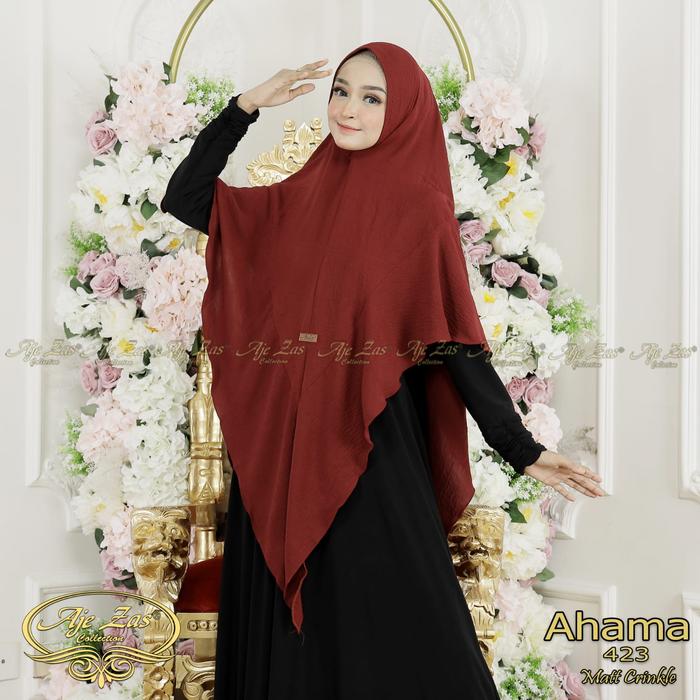 AJE ZAS - AHAMA Khimar Hijab Kerudung Syar'i Pet Antem Matt Crinkle Airflow Premium Material Crinkle