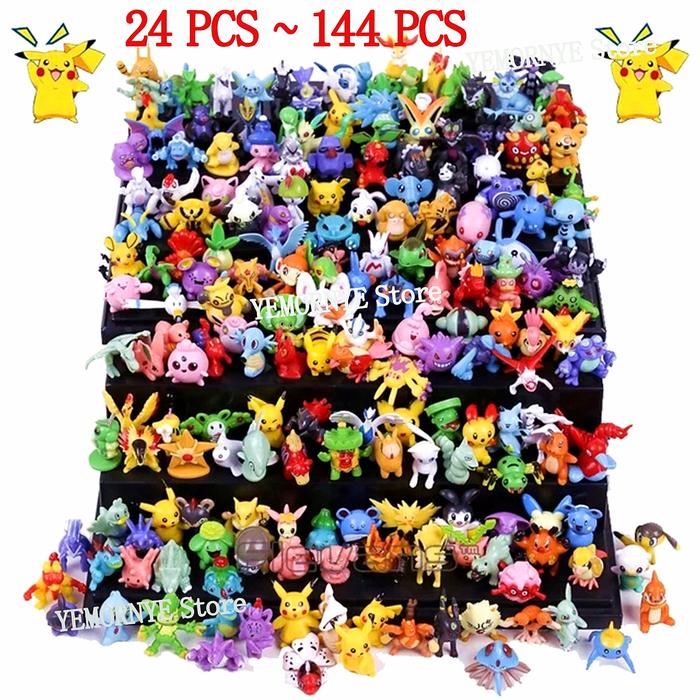 Pokemon 24-144PCS Elf 2-3cm Anime Action Different Style Figures Pikachu Pokeball Monster Toy Model 