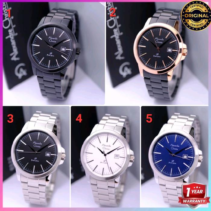 SHHT ORIGINAL GARANSI RESMI 1 TAHUN JAM TANGAN PRIA ALEXANDRE CHRISTIE AC ANALOG RANTAI ALEXANDER CR