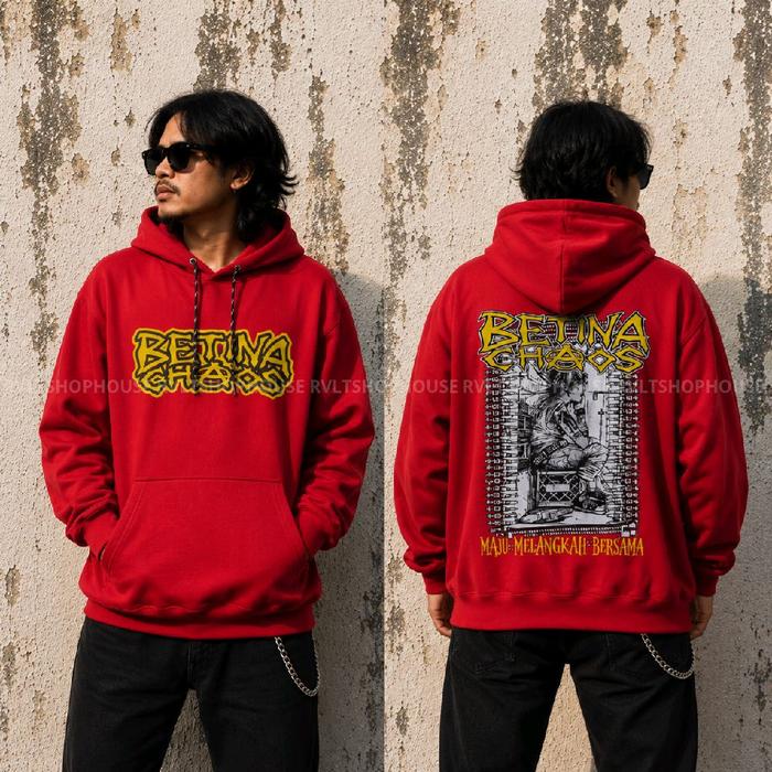 Jaket Hoodie Band Punk Betina Chaos / Jaket Punk Jaket Distro Sweater Punk Fleece