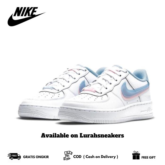 Sepatu Nike Air Force 1 Low LV8 Double Swoosh Light Armory Blue BNIB