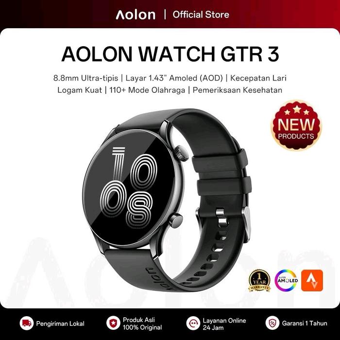 ￼【Garansi 1 Tahun】Aolon GTR 3 Jam Tangan Smartwatch Tipis Original 46mm Amoled AOD Ultra-thin Kecepa