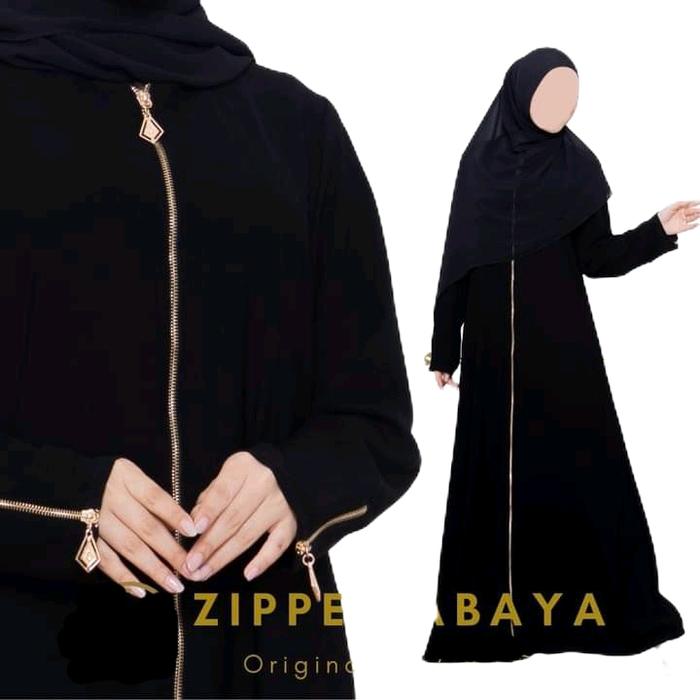 New Abaya Zipper Liontin Piramid Best Seller Terbaru Paling Di Cari Gamis Hitam Saudi Wanita