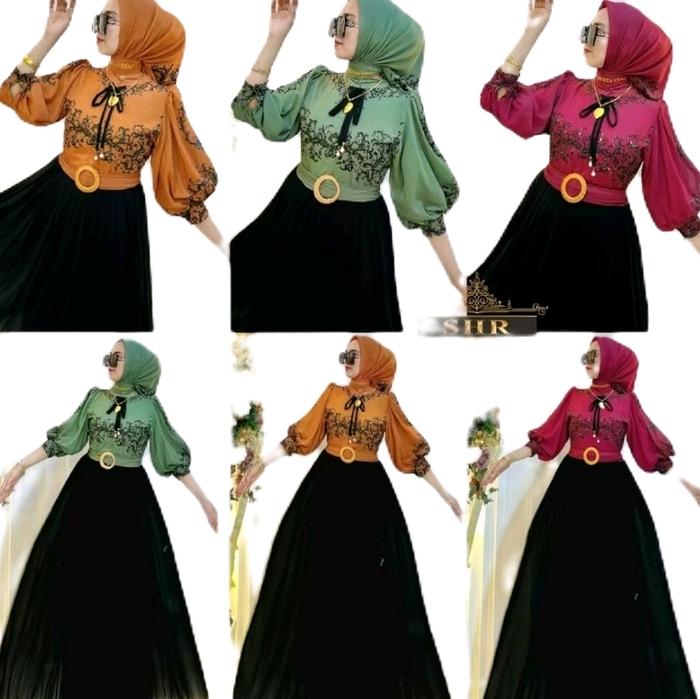 SHR MIDi dress  ceruty printing  cantik kondangan original SHR