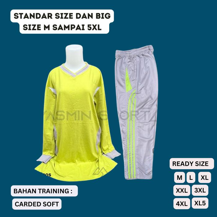 Setelan Olahraga Wanita Muslimah Tersedia Ukuran Standar Dan Jumbo Muat BB 95KG Baju Olahraga Guru B