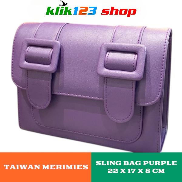 ZL : Tas Selempang MERIMIES Crossbody Bag Mangosteen Purple - Sling Bag Stylish Wanita Pria 22x17x8