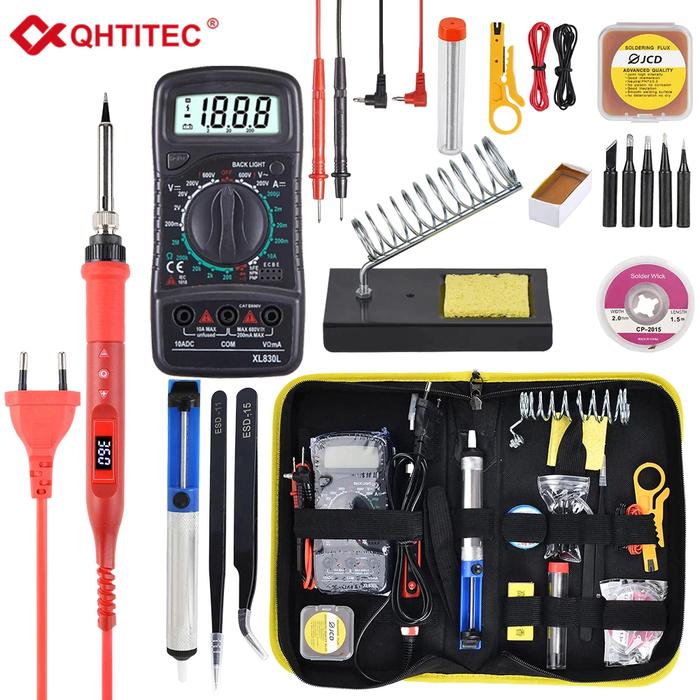 JCD 80W Besi Solder Elektrik dengan Kit Las Multimeter Temperatur