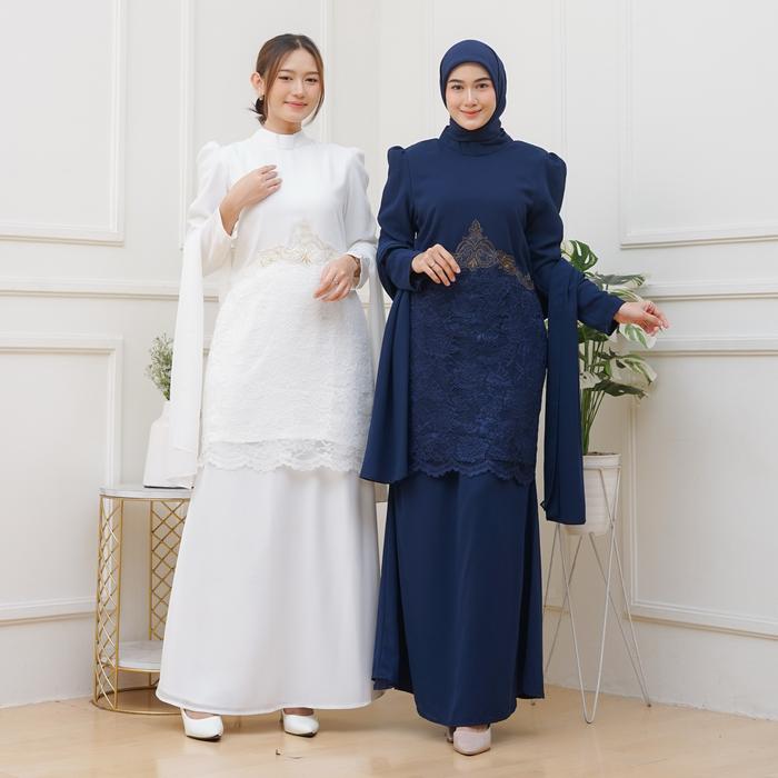 Yasmin Kebaya Baju Kurung Melayu Setelan Bordir Brokat Mix Rok Duyung Free Selendang Oneset Dress Mu