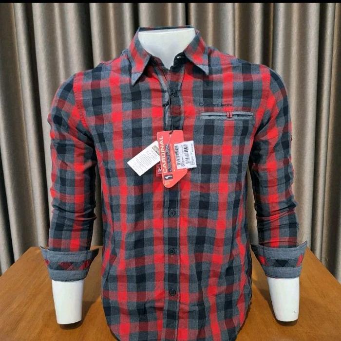 Cardinal Kemeja Pria Cardinal Jeans Original dengan Detail All-Over Bold Tone Bahan Katun Asli Nyama