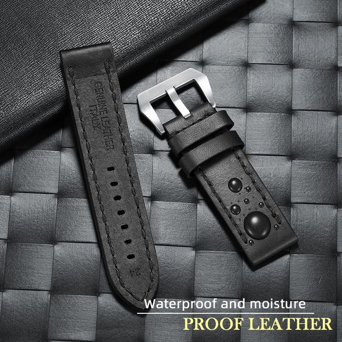 Biden Pria Tali Kulit Asli Jam Tangan Leather Strap 22Mm/24Mm Pasti Ori