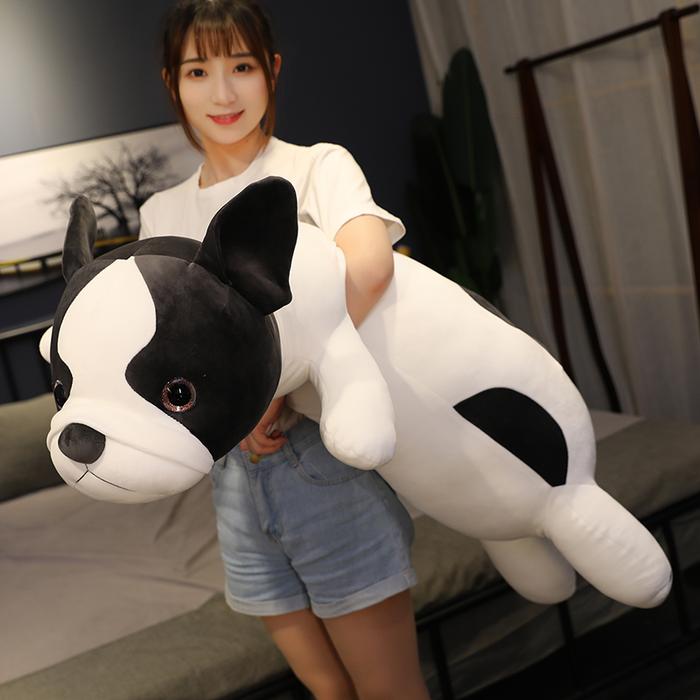80-120cm Lying French Bulldog Plush Toys Stuffed Cute Dog Puppy