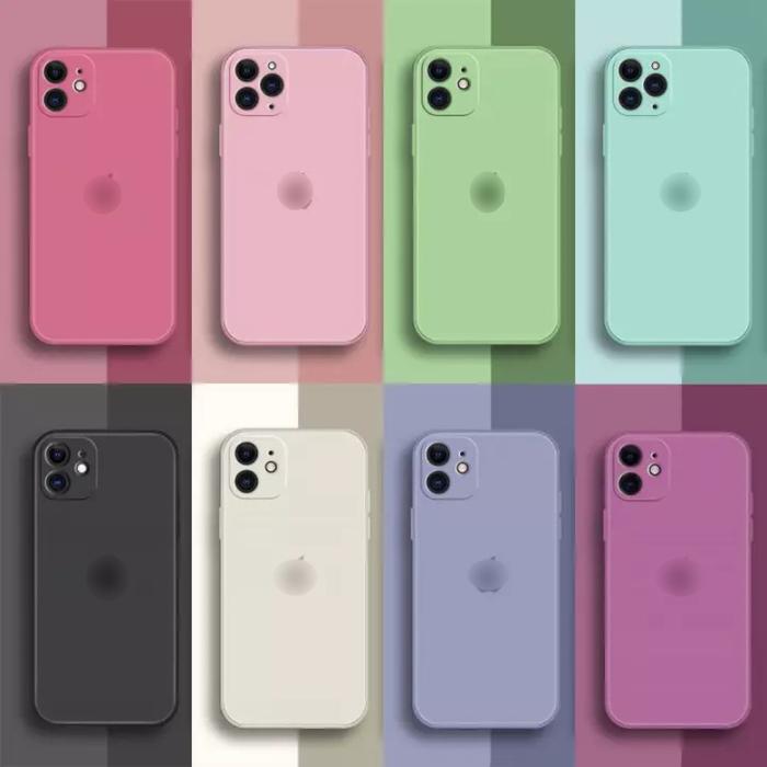 SILICONE SQUARE EDGE Soft Case iPhone 7 8 Plus X XR XS 11 12 13 Pro Max SE 2020 Casing Silikon Sisi
