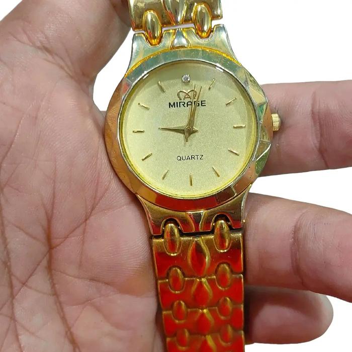 jam tangan pria mirage quartz stenlis steel gold fashionable klasik vintage Watches