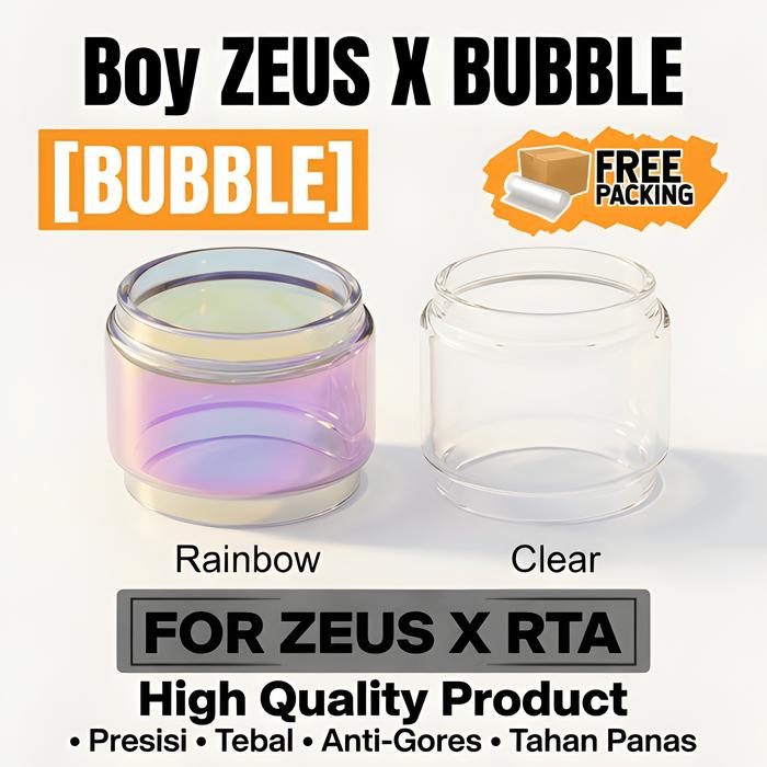 LIMITED Boy Zeus X Bubble Glass 26mm Clear Rainbow Replacement Glass