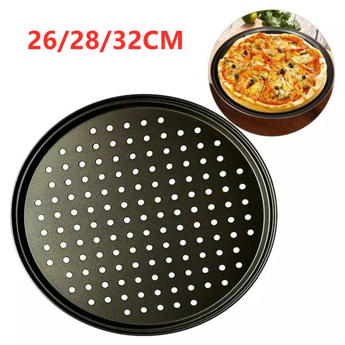 26/28/32CM Carbon Steel Non-stick Pizza Baking Pan Mesh Tray Plate
