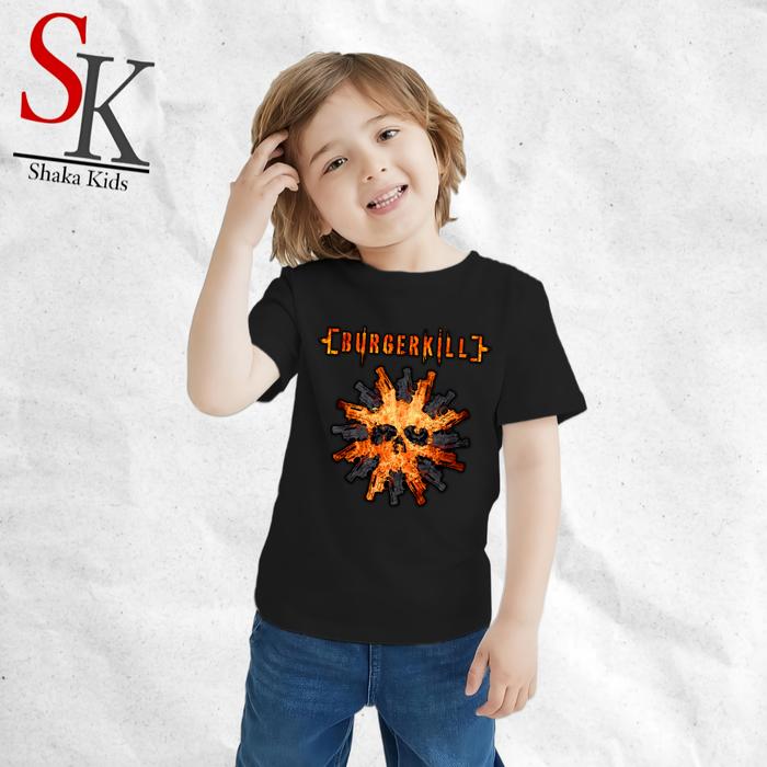 ShakaKids Fashion Atasan Baju Anak Burgerkill Lengan Pendek Hitam Cotton Combat Original Pakaian Kao