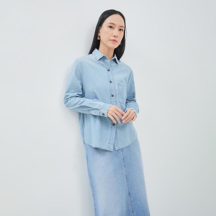 BOOM SALE Geela Official - Aneska Blue Denim Shirt (G.11683) | Kemeja Wanita