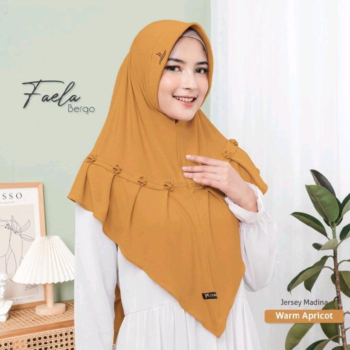 Bergo Faela ORI by Yessana | Jilbab Instan Muslim Pad Kombinasi Rempel - Jersey Madina