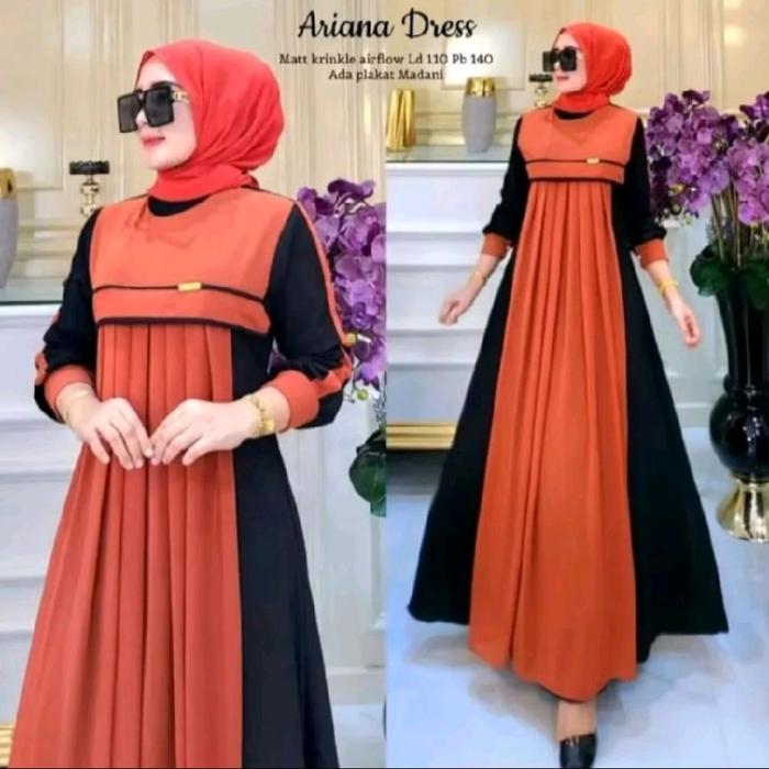 Gamis Wanita Ariana Zahra Bahan Crinkle Airflow Premium