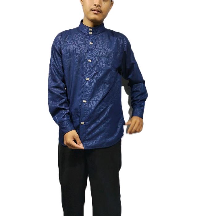KEMKO Sultan Dewasa Baju Koko Motif Kerah Shianghai Tangan Panjang Manset Kancing Kecil Kurta Kain K