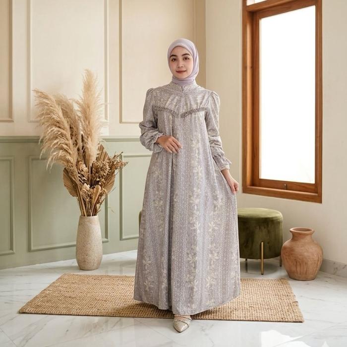 Gina Dress Gamis Rayon Jaguard Premium Busui Muslim