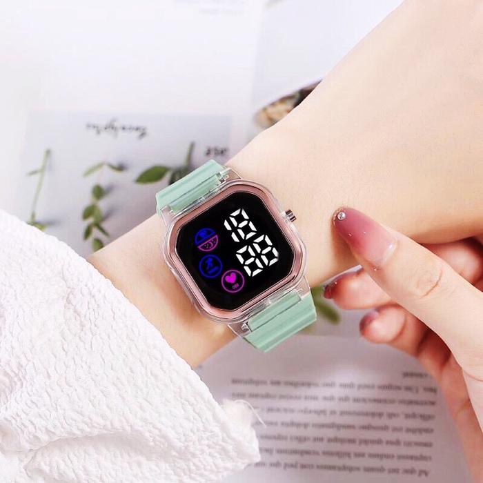 COD✅ Jam Tangan Wanita Digital Segi Tampilan Layar Baru Fashion Watch LED Sprot Harga Grosir S118